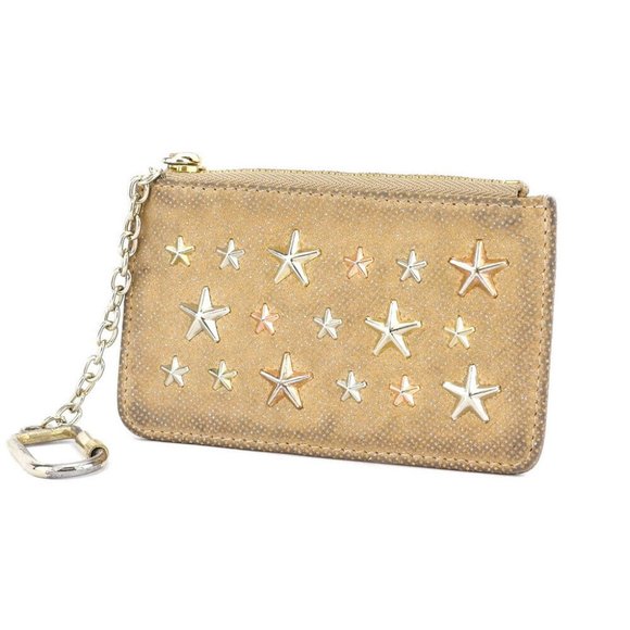 JIMMY CHOO coin star studded beige suede Authentic used - Picture 1 of 8